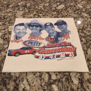 Vintage Petty Enterprises Racing Thru Generations T-Shirt XL 2000s Stain On Back
